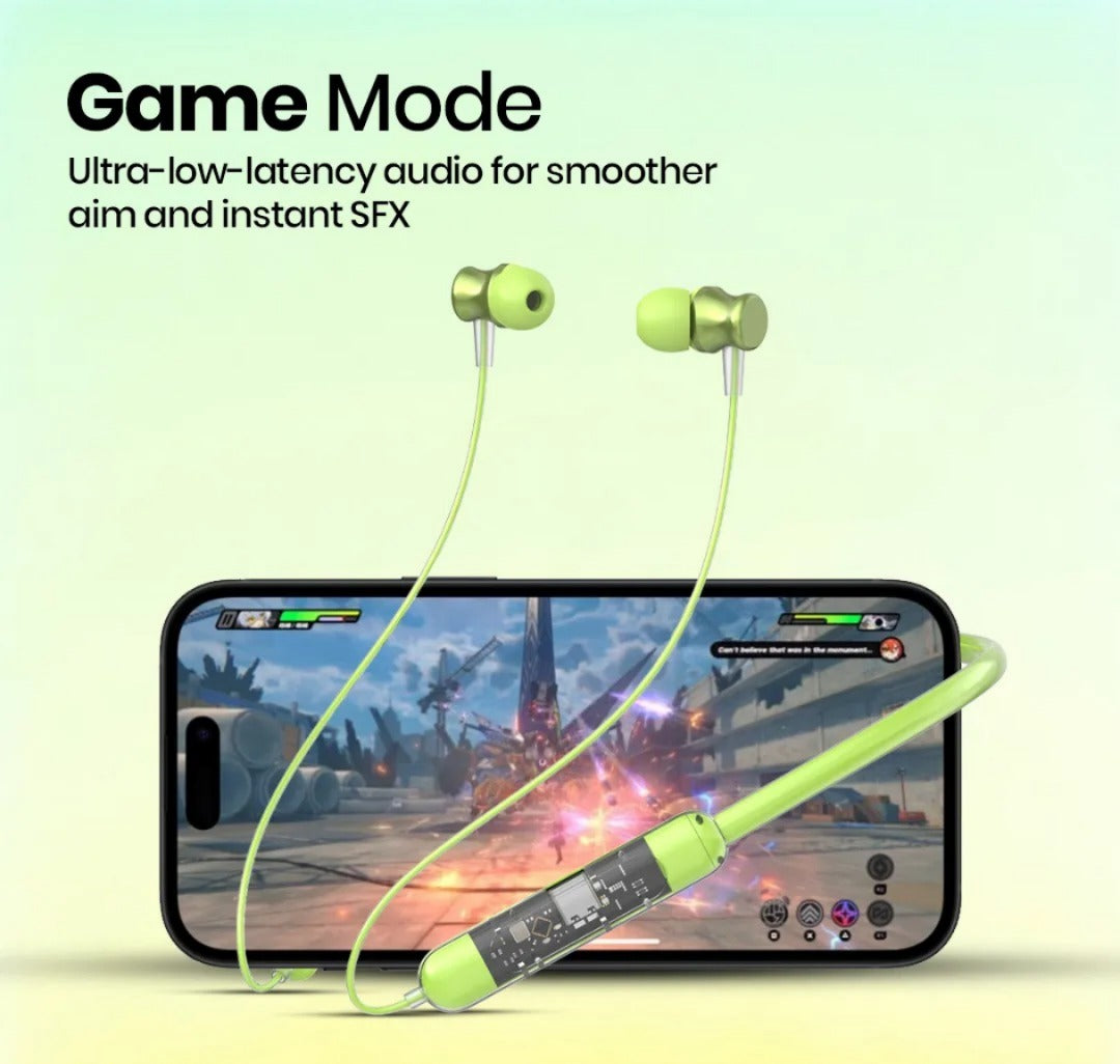 🎧🎵 Transparent Bluetooth Neckband 💚 | 72H Battery Life 🔋 |HD Voice | Deep Bass🔋✨