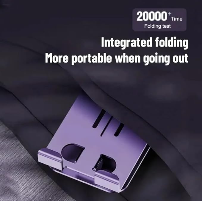 Aluminium Stand Portable Desktop Phone Stand 360° Rotatable and Foldable Cell Phone Holder Metal Base for Table & Bed Compatible with All Smartphones & Tablets Desk