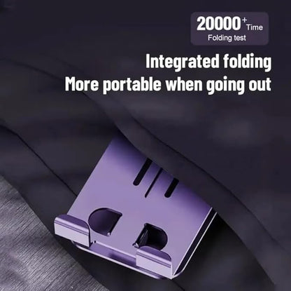 Aluminium Stand Portable Desktop Phone Stand 360° Rotatable and Foldable Cell Phone Holder Metal Base for Table & Bed Compatible with All Smartphones & Tablets Desk