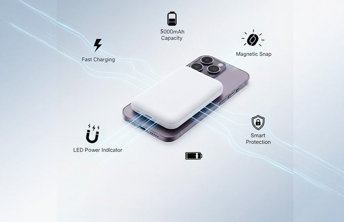 Magnetic Wireless Power Bank | Snap-On Charger for Android & iPhone | Fast Charging | 10000mAh Power Boost
