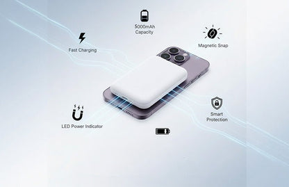 Magnetic Wireless Power Bank | Snap-On Charger for Android & iPhone | Fast Charging | 10000mAh Power Boost