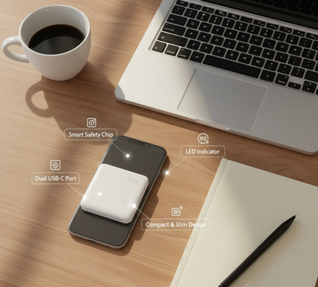 Magnetic Wireless Power Bank | Snap-On Charger for Android & iPhone | Fast Charging | 10000mAh Power Boost