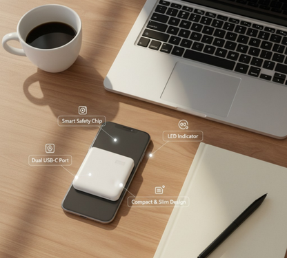 Magnetic Wireless Power Bank | Snap-On Charger for Android & iPhone | Fast Charging | 10000mAh Power Boost