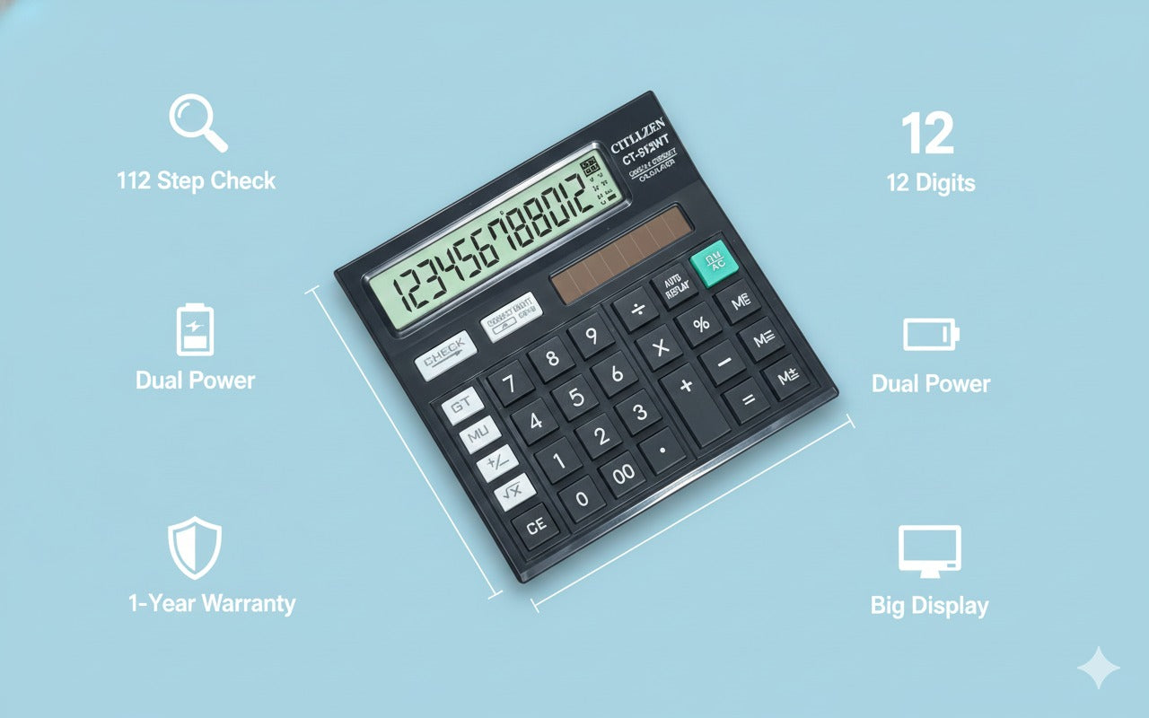 Durable Design AB-512 12-LCD Display Calculator(Black)