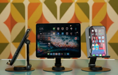 Aluminium Stand Portable Desktop Phone Stand 360° Rotatable and Foldable Cell Phone Holder Metal Base for Table & Bed Compatible with All Smartphones & Tablets Desk